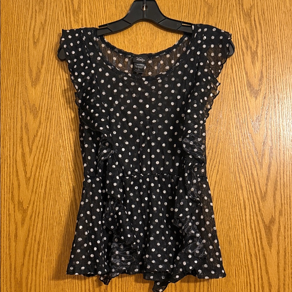 Vanity Black and White Polka Dot Blouse